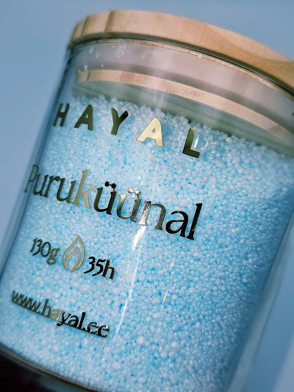 Pulberküünal klaasis, sinine värv Pulberküünal klaasis sinine