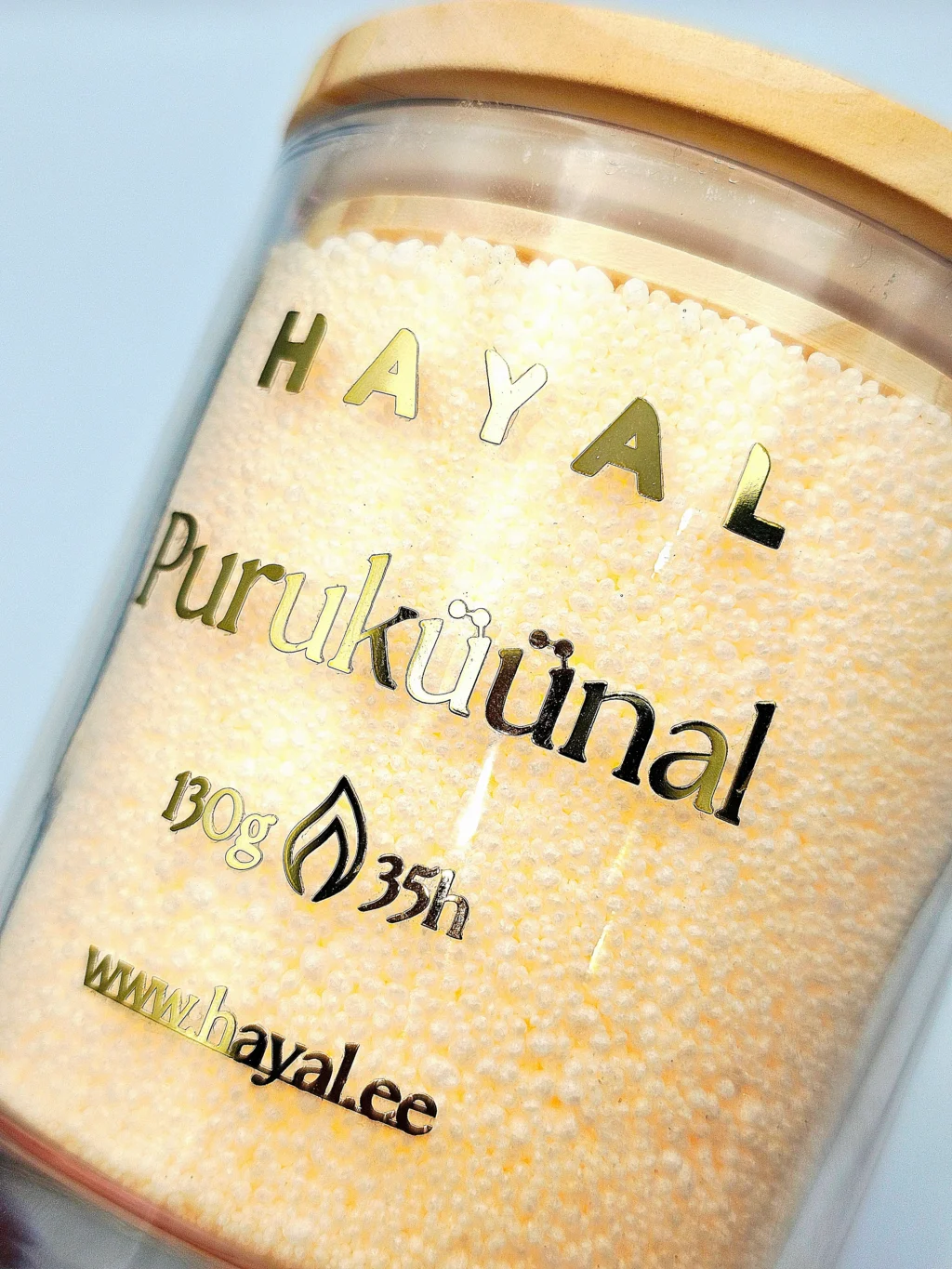 puruküünal klaasis Virsiku oranz Värviline Puruküünal, lõhnatu ja looduslik