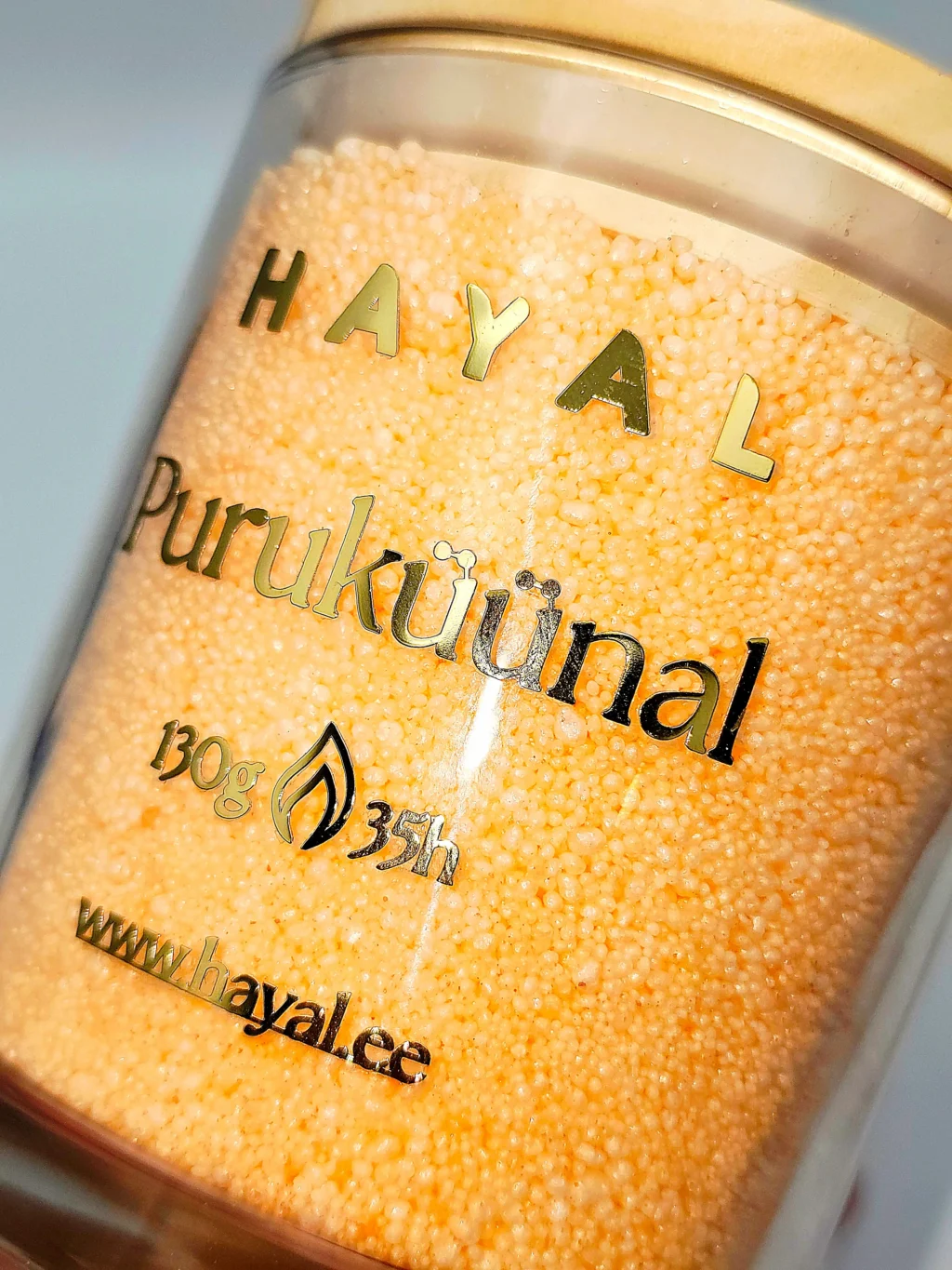 puruküünal klaasis Mandariini oranz Looduslik küünal, lõhnatu. Puruküünal klaasis