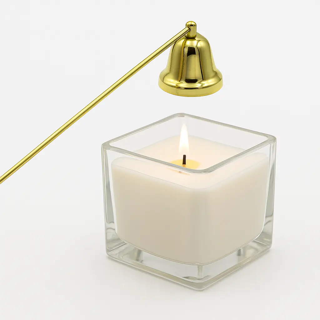 Küünlakustutaja ja küünal, kuldne värv küünal ja küünlaleegikustutaja