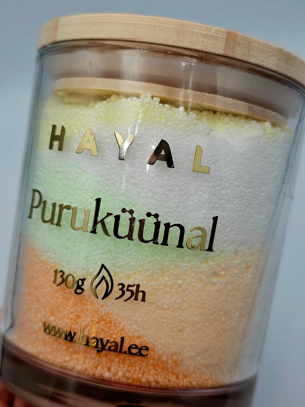 puruküünal klaasis vikerkaar Pulberküünal klaasis